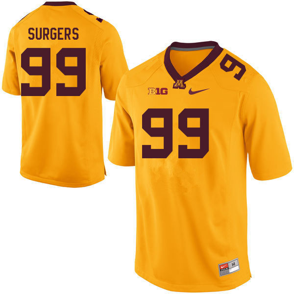 Men #99 Lorenza Surgers Minnesota Golden Gophers College Football Jerseys Sale-Gold - Click Image to Close